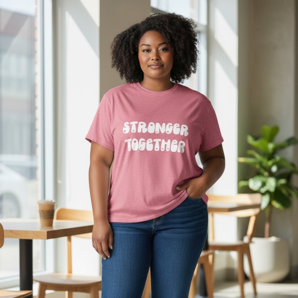 New Lucky Brand Women’s “Stronger Together” Heart Graphics Love Tee - Picture 3 of 9